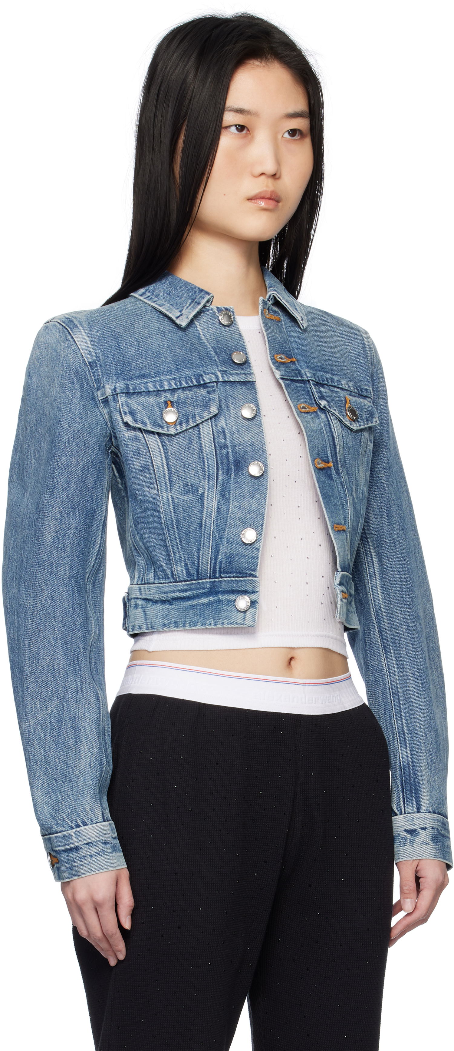 Jacka Alexander Wang Alexander Wang Trucker Denim Jacket Blå | 1WC1252598, 1