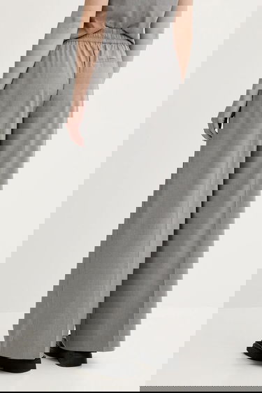 Byxor Samsoe Samsoe Samsoe Samsoe SARILA High Waist Wide Leg Trousers Grå | F25200049, 2