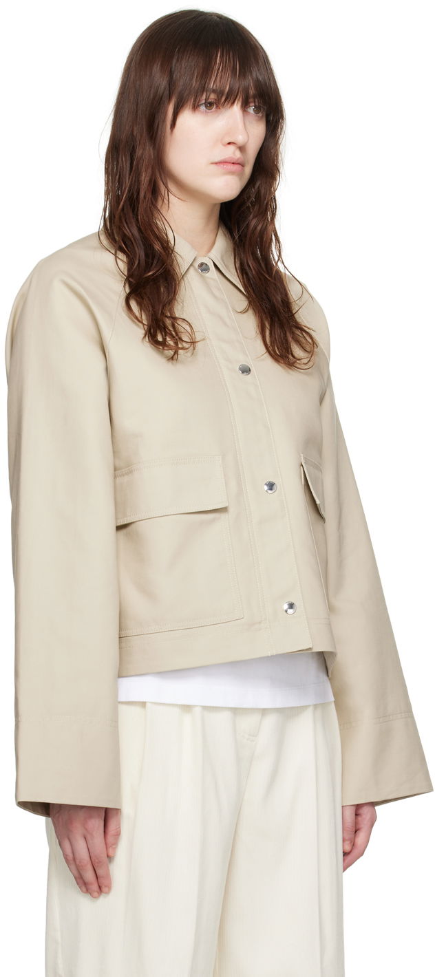 Jacka TOTEME TOTEME Cropped Flap Pocket Jacket Beige | 243-WRO0129-FB0198, 1