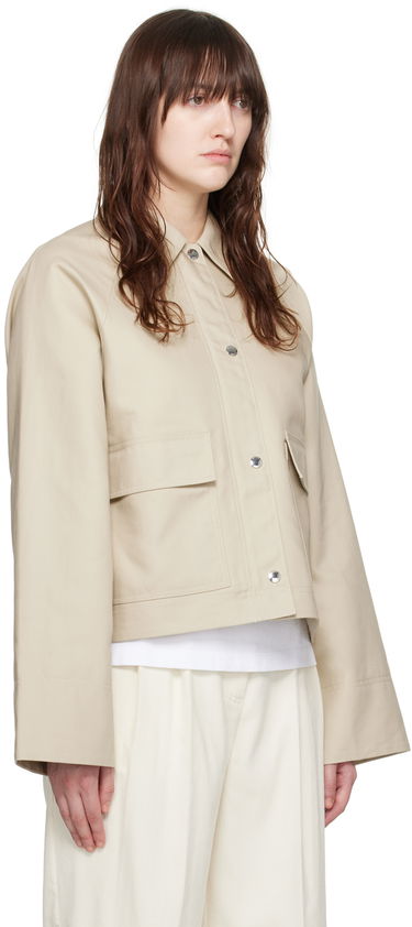 Jacka TOTEME TOTEME Cropped Flap Pocket Jacket Beige | 243-WRO0129-FB0198, 1
