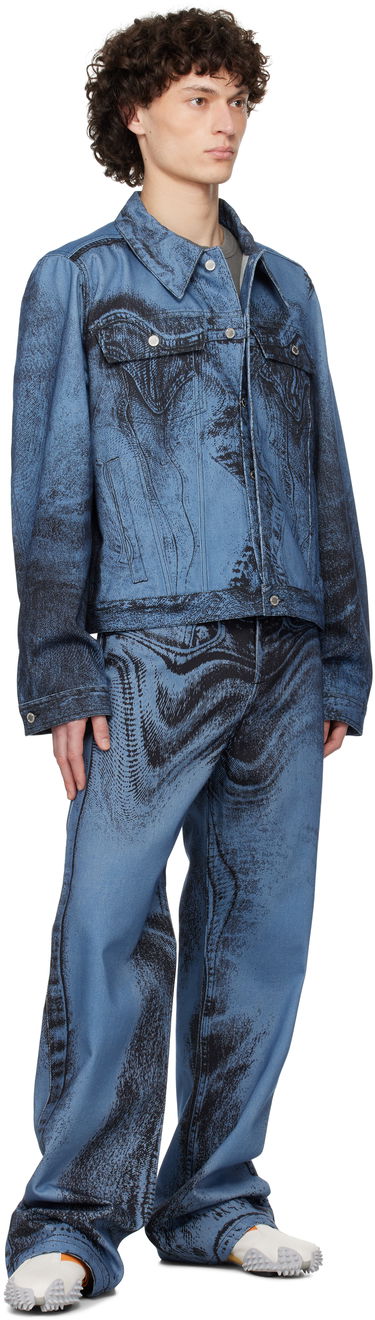 Jacka Camper CAMPERLAB Distorted Print Denim Jacket Blå | AU00005-009, 3