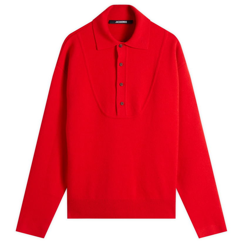 Polotröja Jacquemus Jacquemus Knitted Polo, Size Large Röd | 25HSWM00609AK00276-470