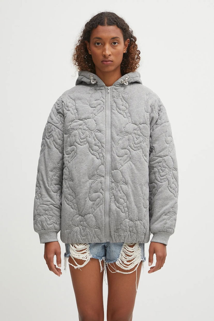 Jacka Fiorucci Fiorucci Kissing Angels Quilted Oversize Jacket Grå | W02FPSHO092CJ05GY01
