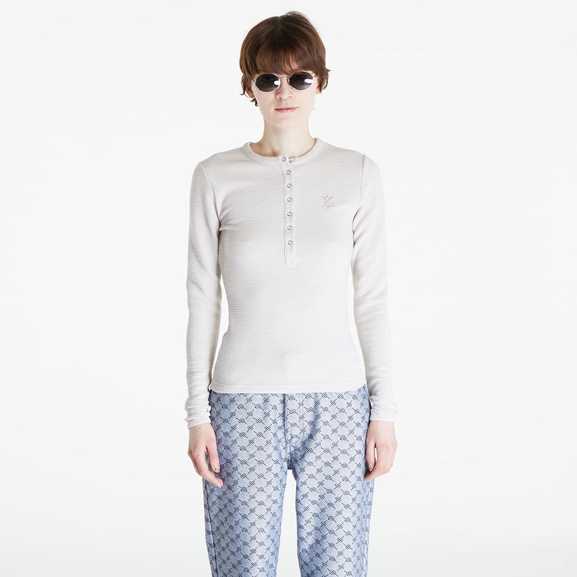 T-shirt DAILY PAPER Denise Button Long Sleeve T-Shirt Vit | 2411072