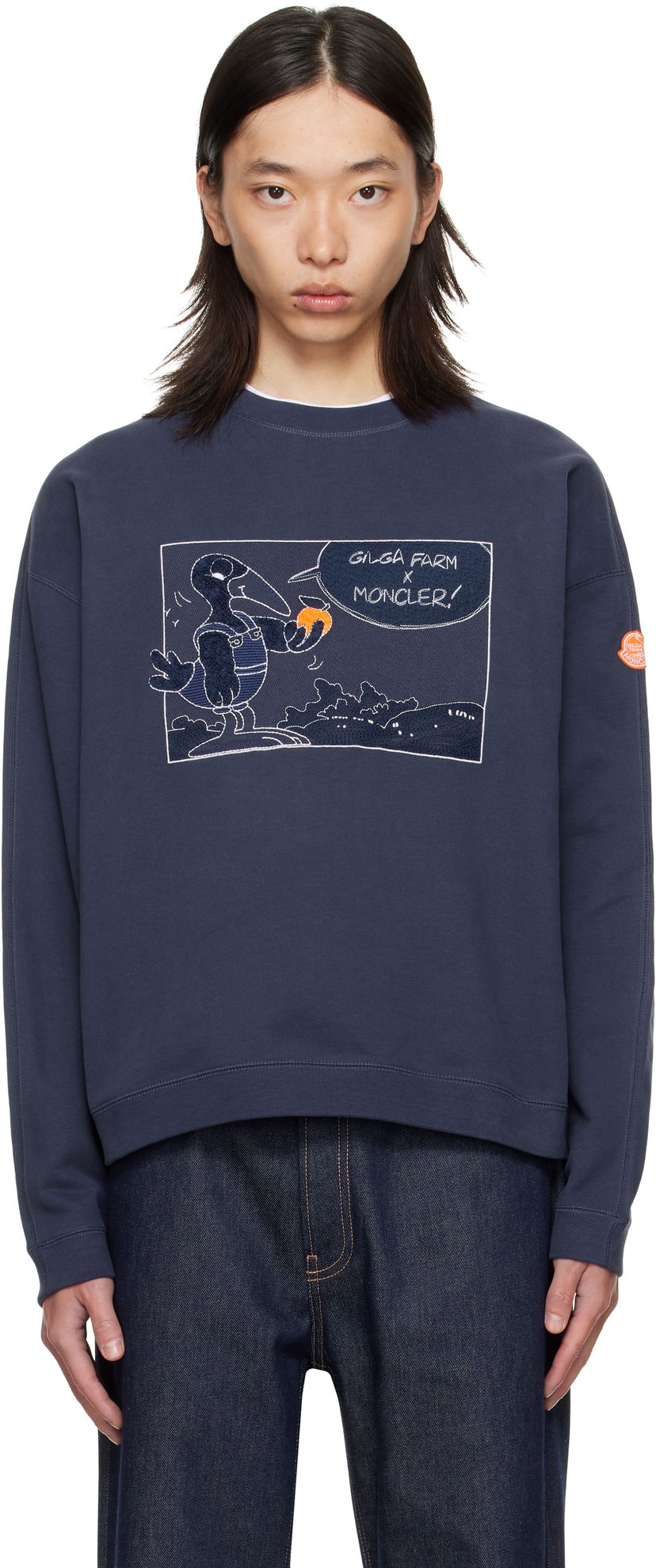 Sweatshirt Moncler Moncler Genius x Gilga Farm Cotton Sweatshirt Mörkblå | K24028G0000289AUJ