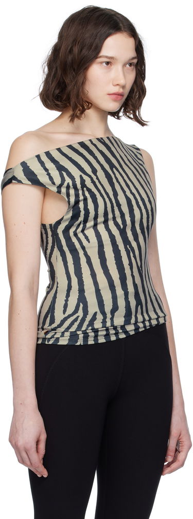 Linne Miaou Miaou Lani Asymmetrical Zebra Print Top Beige | 7114VISZEB, 1