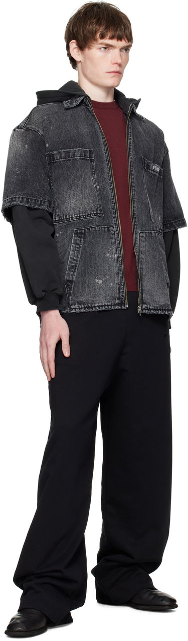Jacka We11done We11done Faded Layered Hoodie Denim Jacket Svart | WD-DJ2-25-315-M-BK, 3