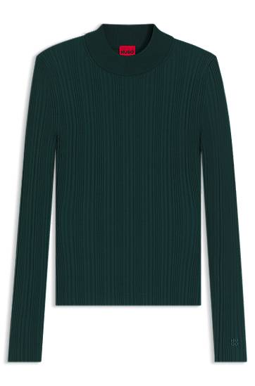 Sweater BOSS Ribbed sweater with mock neck Grön | 50549762, 0