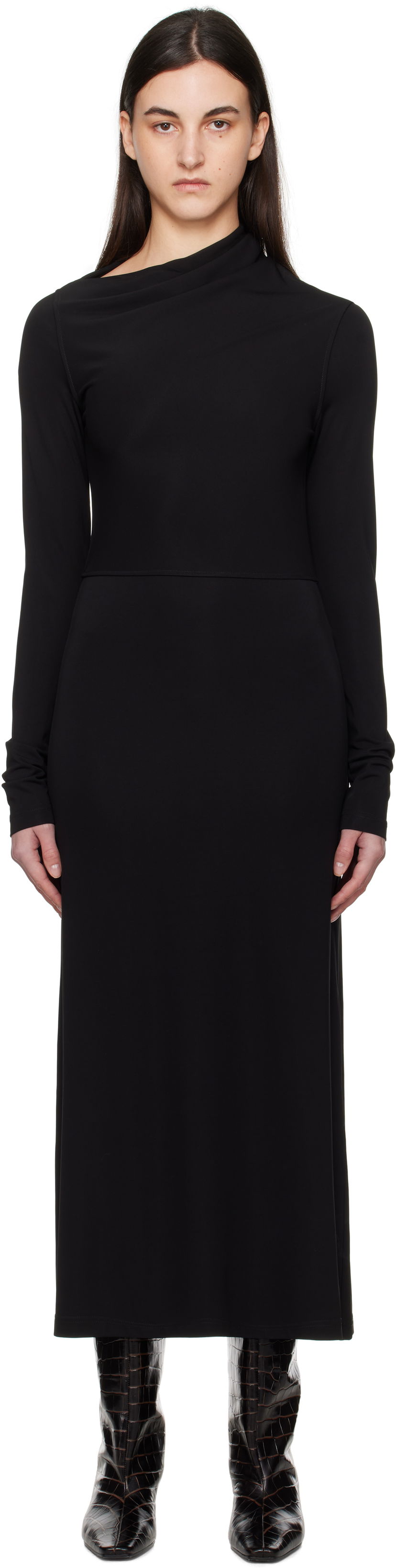 Klä TOTEME TOTEME Draped Jersey Maxi Dress Svart | 251-WRD4459-FB0162