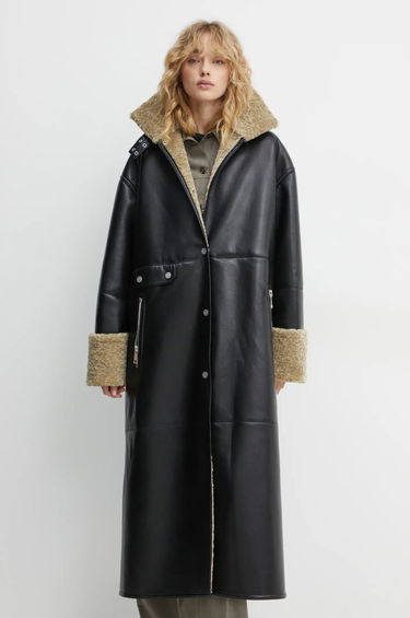 Rockar Nanushka LIESEL Black Leather Coat Svart | NW24FWOW38370, 3
