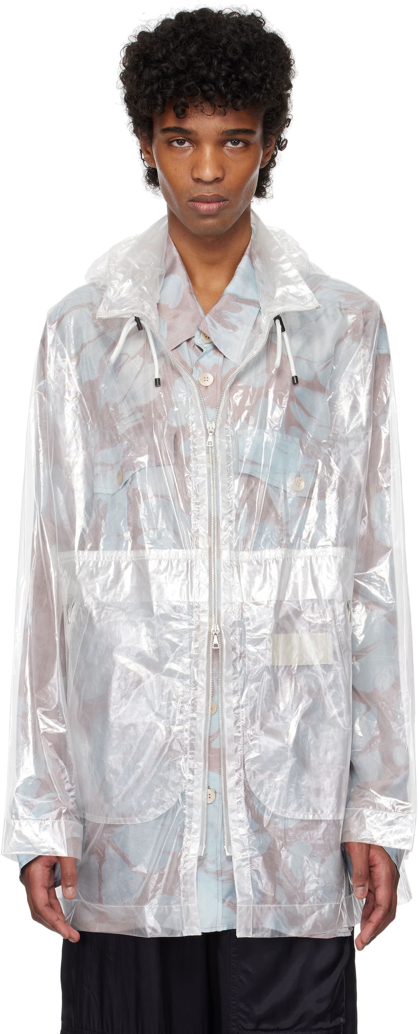 Vindjacka Dries Van Noten Dries Van Noten Transparent Nylon Hooded Jacket Vit | 251-020553-1257