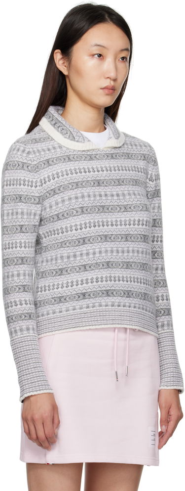 Sweater Thom Browne Thom Browne Wool Flannel & Mohair Jacquard Sweater Grå | FKA497A-Y1029, 1