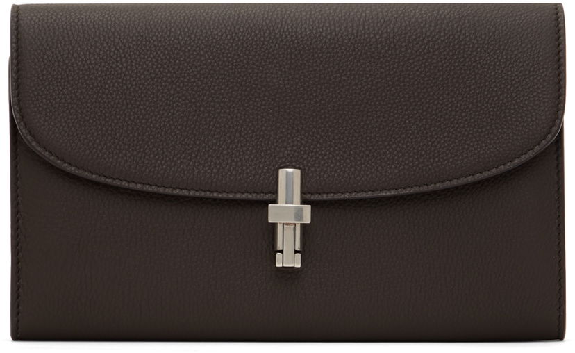 Plånbok The Row Pebbled Leather Continental Wallet Brun | W1652-L31