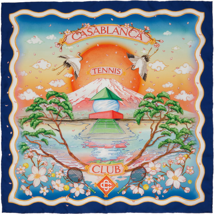 Halsduk Casablanca Casablanca Tennis Club Silk Scarf Blå | APF25-ACC-053-02