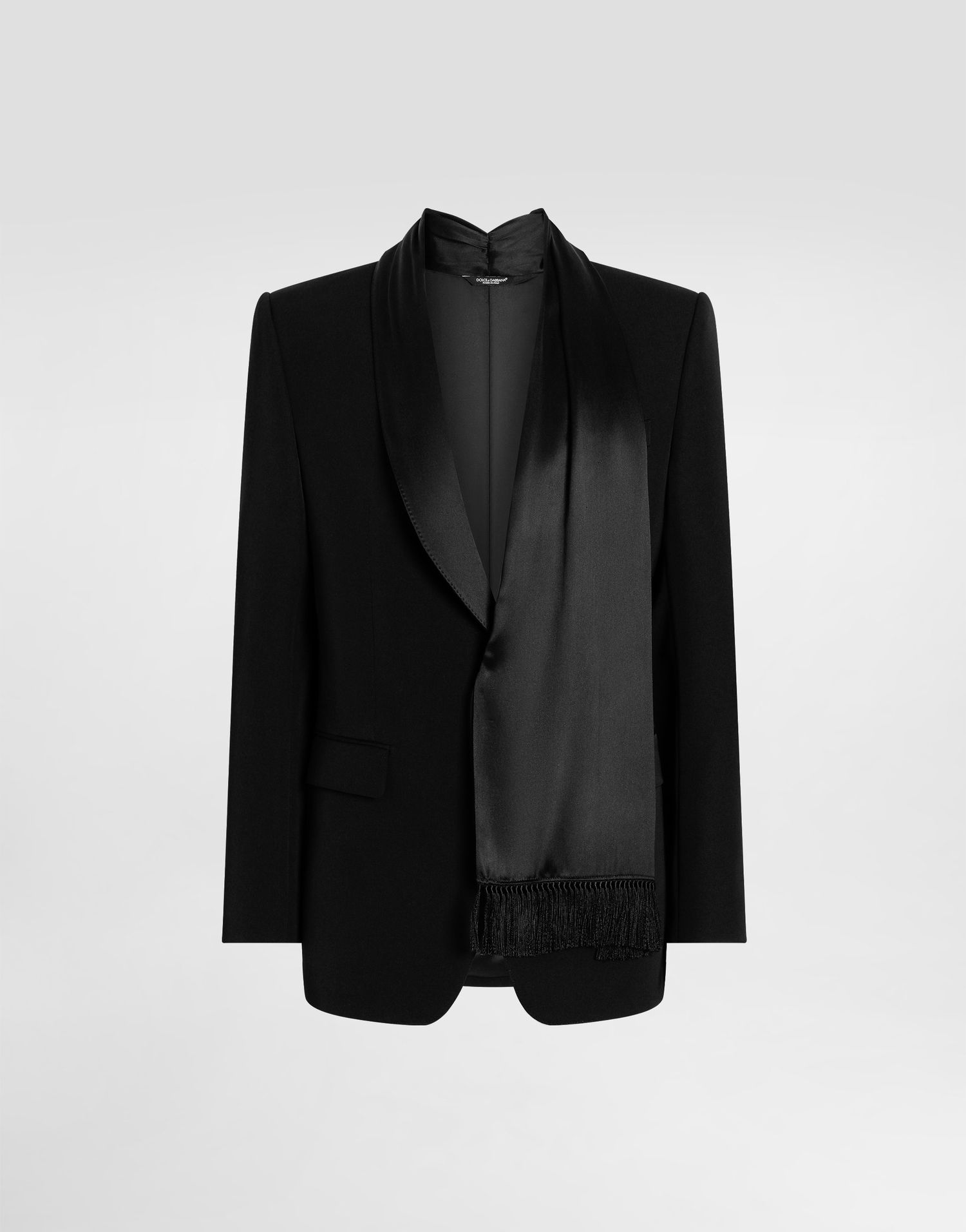 Jacka Dolce & Gabbana Dolce & Gabbana Single-Breasted Wool Gabardine Jacket with Silk Scarf Svart | G2VP3TFU21EN0000, 0