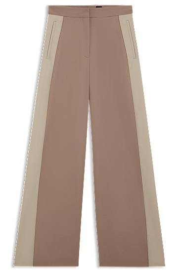 Byxor BOSS Regular-Fit Color-Block Trousers Beige | 50543410