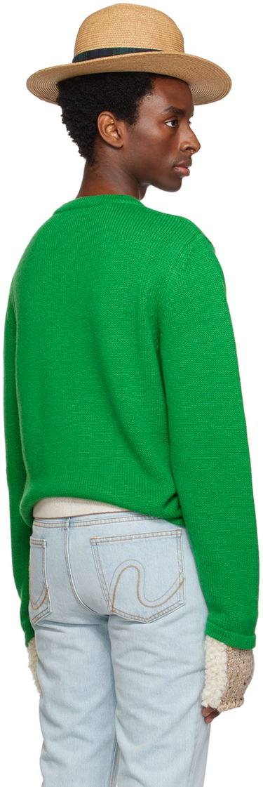 Sweater ERL ERL Men's Patch V-Neck Sweater Grön | ERL06N008, 2
