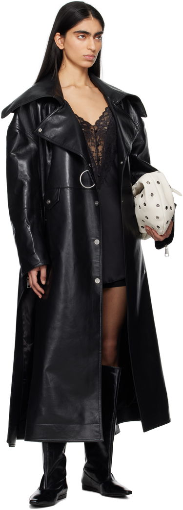 Trenchcoat Nanushka Nanushka Teca Regenerated Leather Trench Coat Svart | NW25RSOW14099, 4