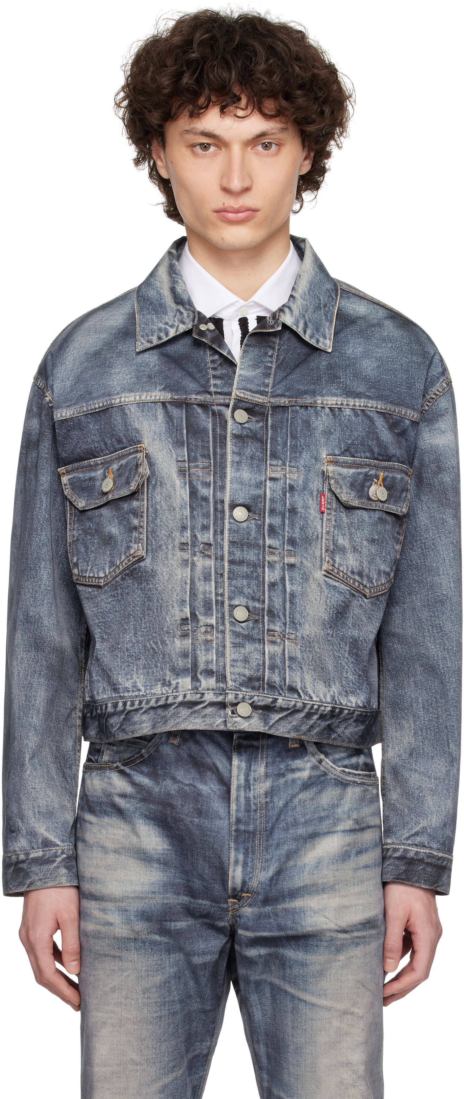 Jacka Junya Watanabe Junya Watanabe Levi's Edition Denim Trucker Jacket Blå | WO-J910-100, 0