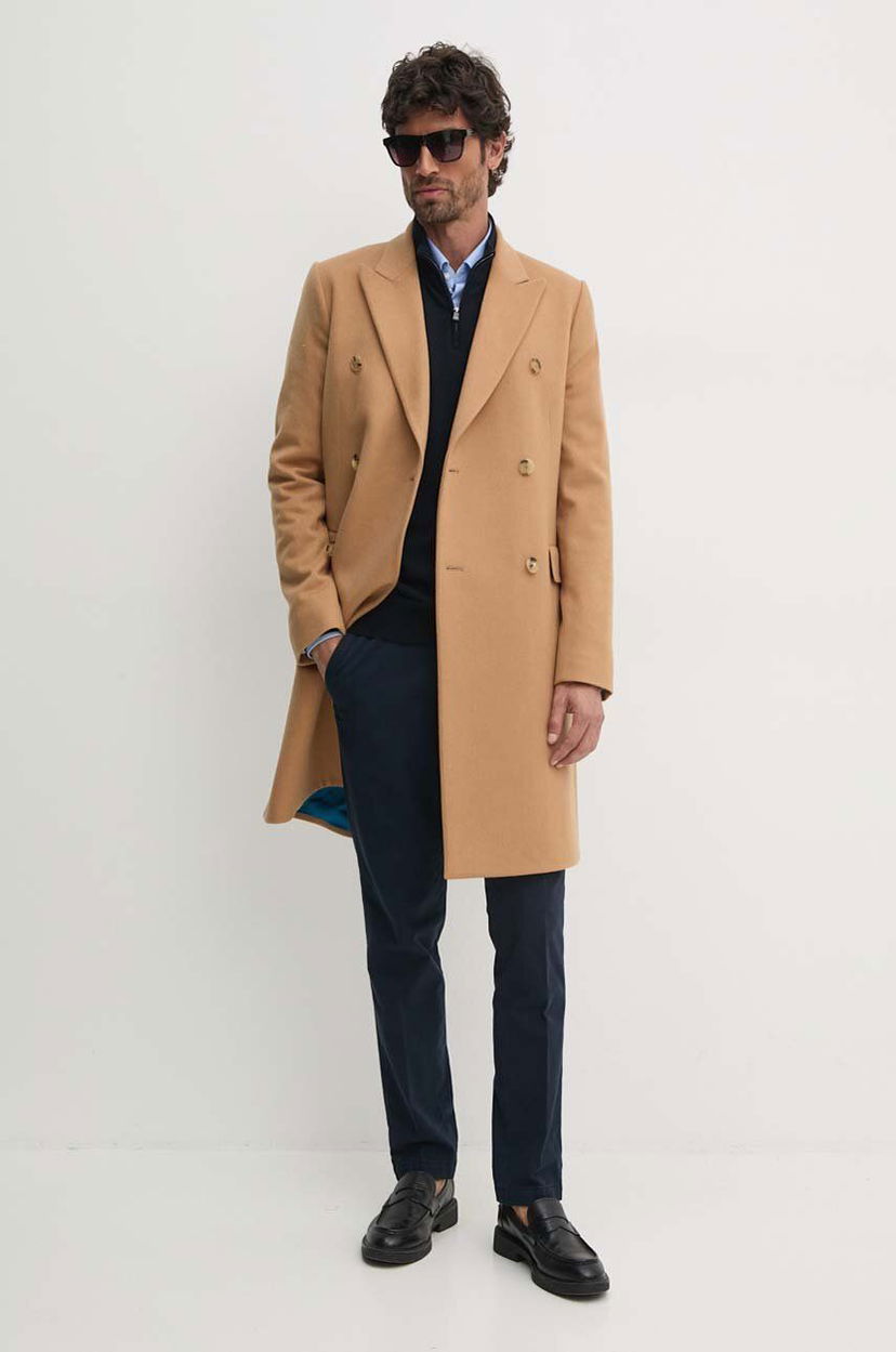 Rockar Paul Smith Paul Smith Double-Breasted Wool Coat Beige | M1R.224P.N00110