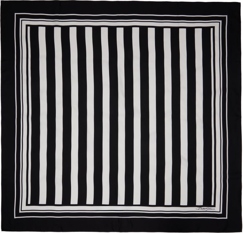 Halsduk Dolce & Gabbana Dolce&Gabbana Striped-Print Silk Twill Scarf Svart | GQ260EG0WUE