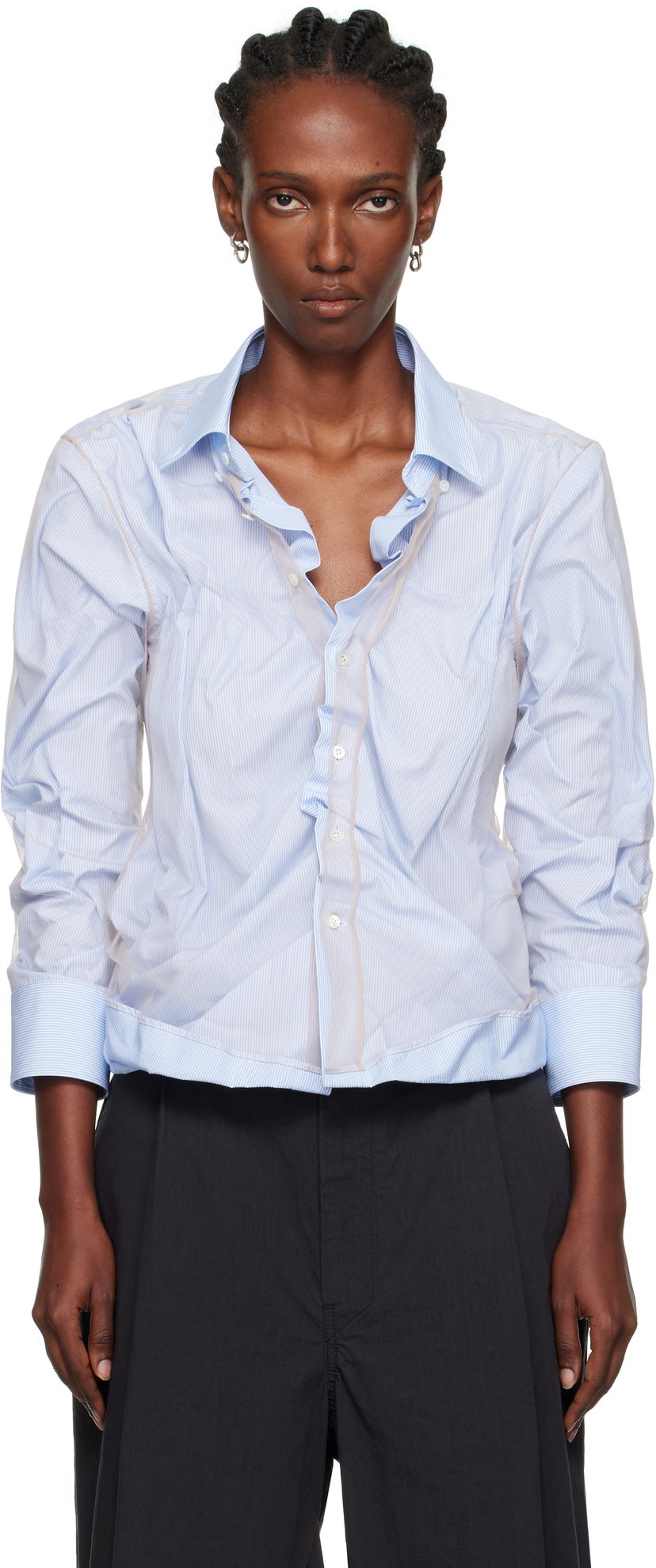 Skjorta Maison Margiela Maison Margiela Organic Cotton Button-Down Shirt Blå | S29DL0218 MTN125