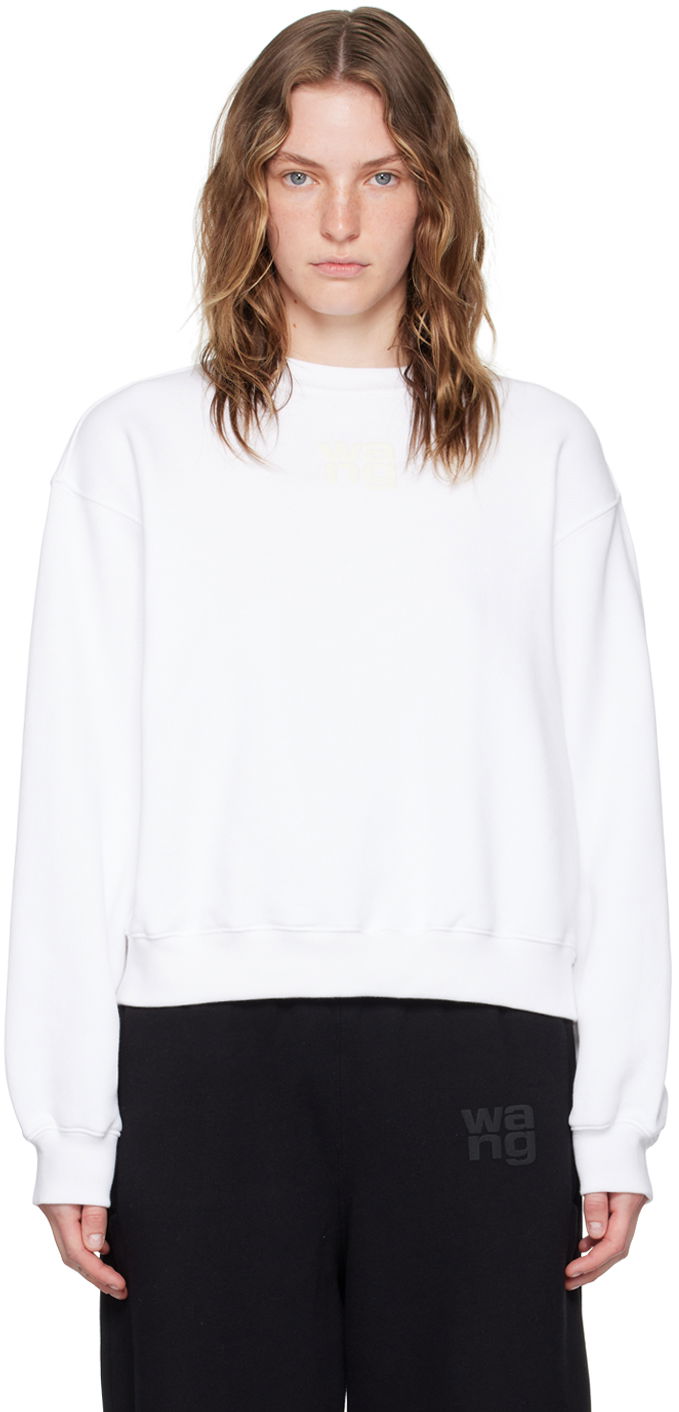 Sweatshirt Alexander Wang Puff Logo Sweatshirt Vit | 4CC3241508