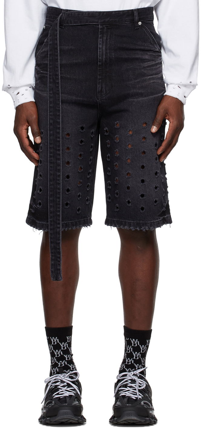 Shorts We11done We11done Denim Eyelet Shorts Svart | WD-DP1-22-358-M-WB