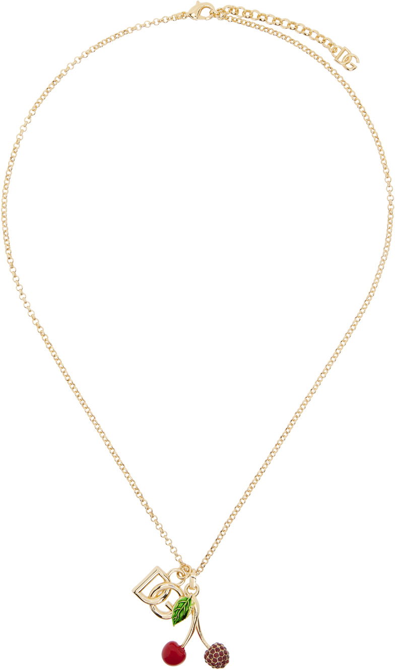 Halsband Dolce & Gabbana Gold 'DG' Logo & Cherries Necklace Metallisk | WNP6C1W1111