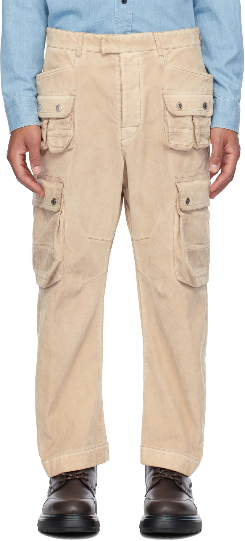 Cargo byxor DSQUARED2 Grunge Denim Cargo Pants Beige | S71KB0634_D35138