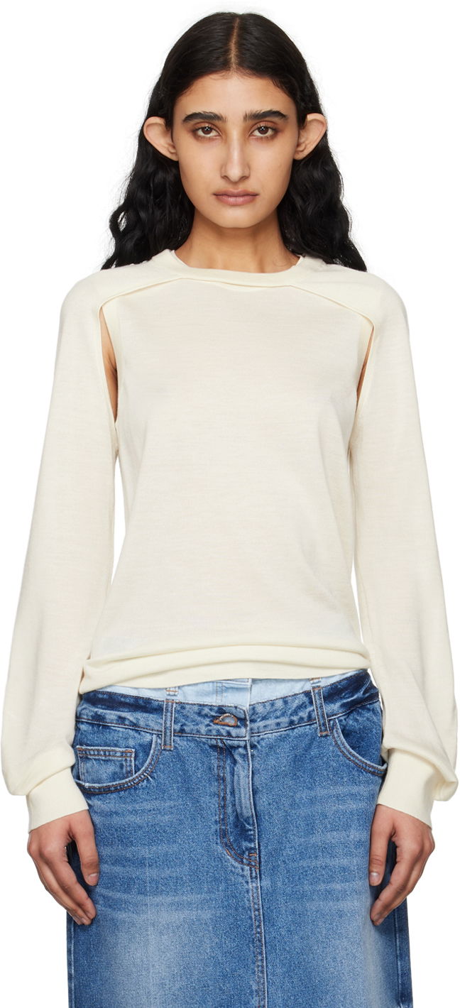 Sweater Helmut Lang Women's Shrug Knit Sweater Vit | SHRUG CREW