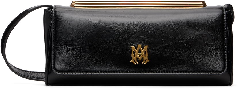 Handväska AMIRI Leather 'MA' Gold-Tone Frame Clutch Svart | AWBGCH1005