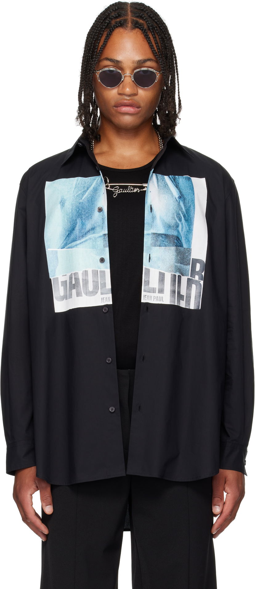 Skjorta Jean Paul Gaultier Jean Paul Gaultier Oversized 'Water' Shirt Svart | 25/03-U-ST030-W014P-0055