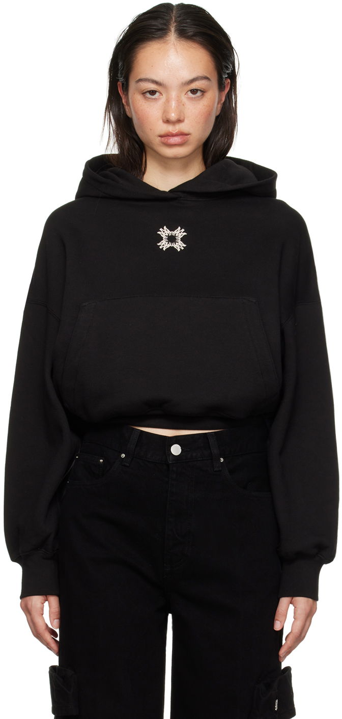 Sweatshirt AMIRI Amiri MA Quad Cropped Hoodie Svart | AWJYHD1015