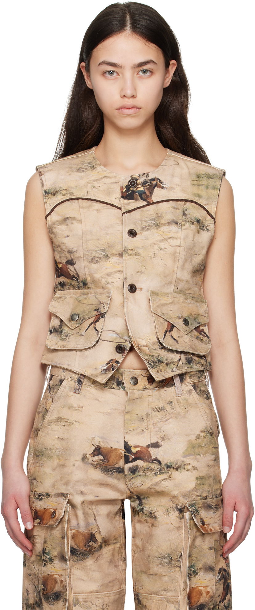 Väst Andersson Bell Andersson Bell Cowboy Print Vest Beige | awa697w