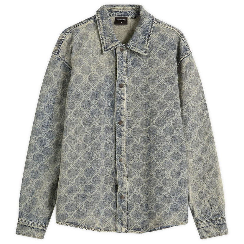 Skjorta DAILY PAPER Daily Paper Shield Laser Denim Shirt, Size Large Blå | 2511154