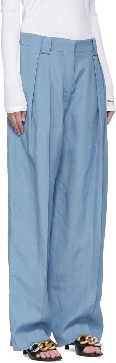 Byxor Stella McCartney Stella McCartney Wide-Leg Viscose Trousers Blå | 6045433STA49, 1