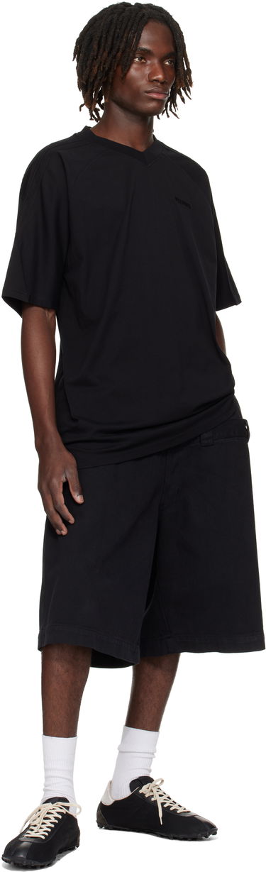 T-shirt VETEMENTS Cut-Up V-Neck T-shirt Svart | UH76TR260B, 3