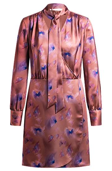 Klä BOSS Butterfly Print Wrap Dress with Button Cuffs Rosa | 50530149