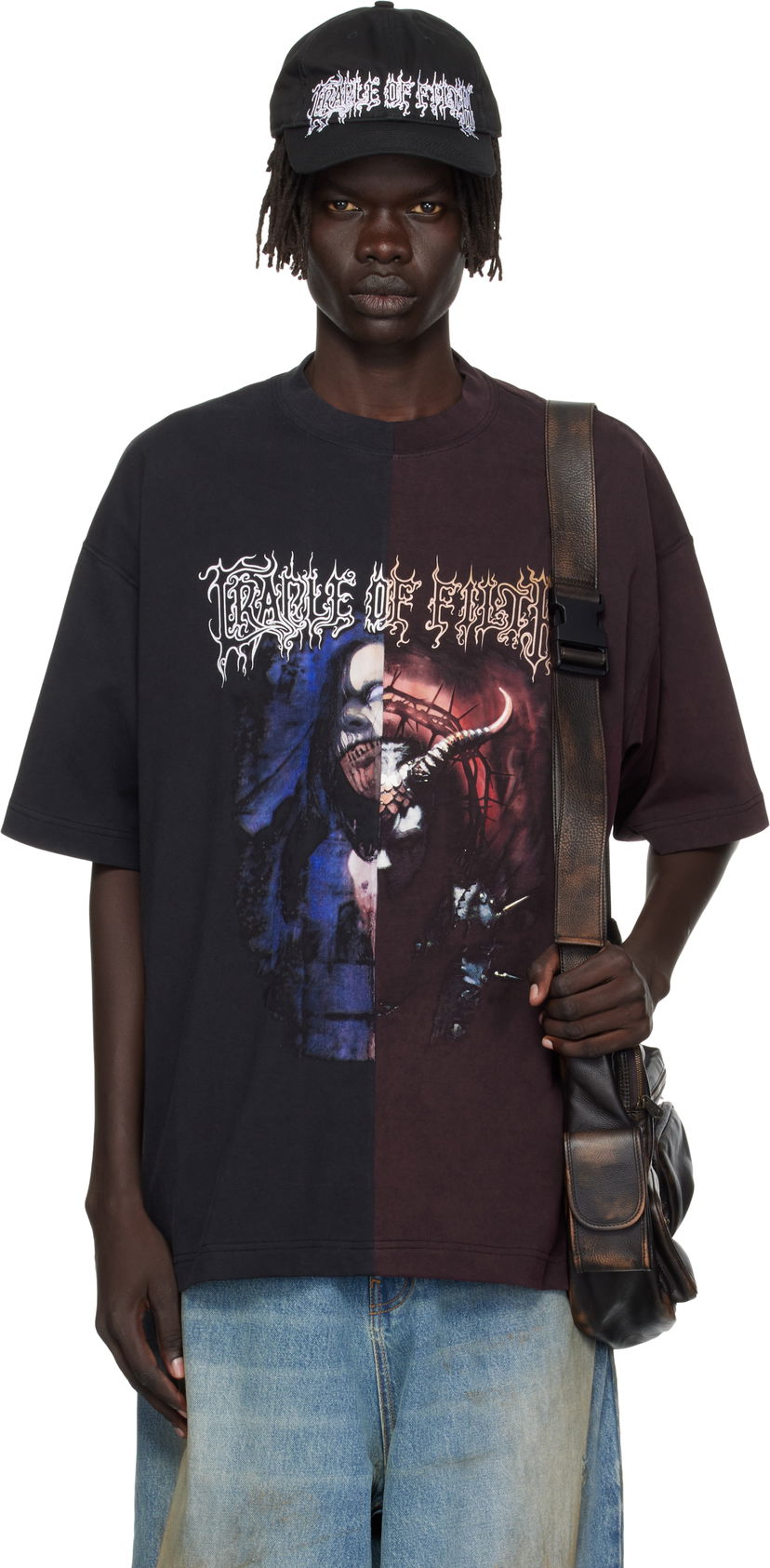 T-shirt VETEMENTS Vetements Cradle of Filth Cut-Up Oversized T-Shirt Svart | UCF76TR900BR