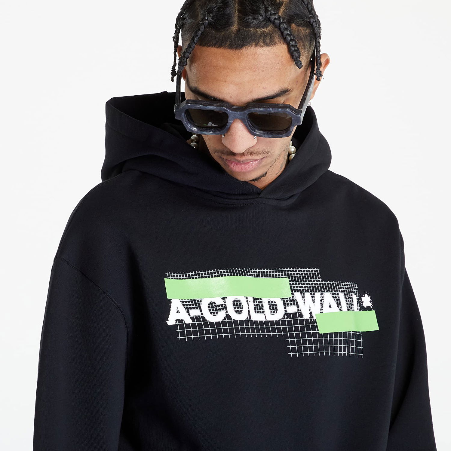 Sweatshirt A-COLD-WALL* Grid Logo Hoodie Svart | ACWMW104 Black, 0
