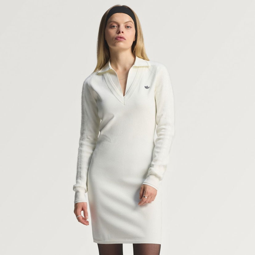 Klä adidas Performance Long Sleeve Collared Dress Vit | JW7322