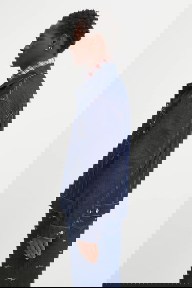 Bomberjacka MAISON KITSUNÉ Maison Kitsuné Profile Fox Denim Trucker Jacket Blå | OM02103WW0081, 4