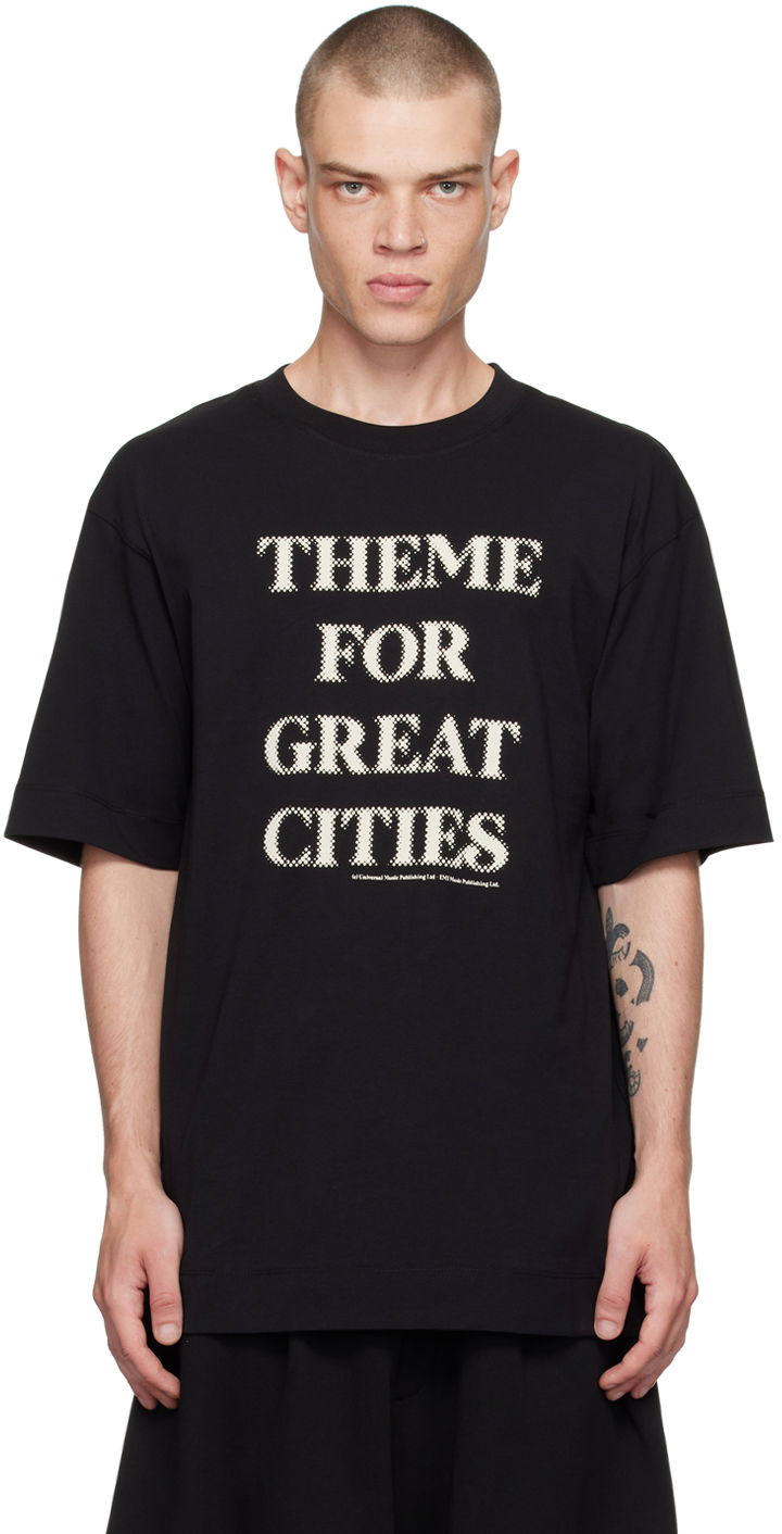 T-shirt Dries Van Noten Theme Song Graphic Print Cotton T-Shirt Svart | 242-021111-9603