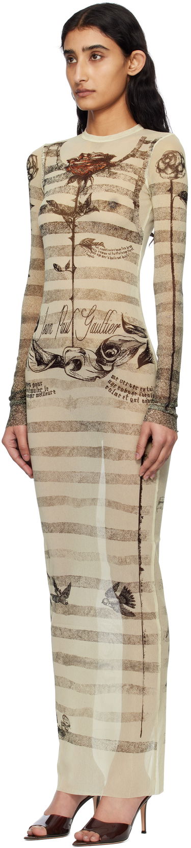 Klä Jean Paul Gaultier Jean Paul Gaultier Tattoo Marinière Maxi Dress Beige | 25/34-F-RO396-T585-030030, 3