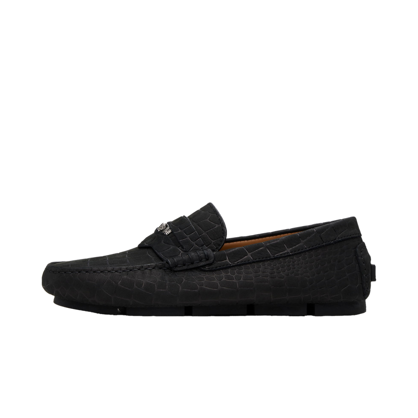 Sneakers och skor Versace Embossed Leather Driver Loafers Svart | 1013960_1A12292