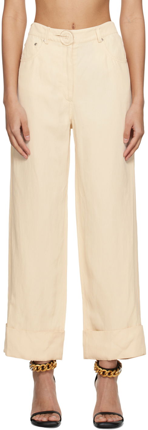 Byxor Stella McCartney Button Trousers Beige | 640049STA49