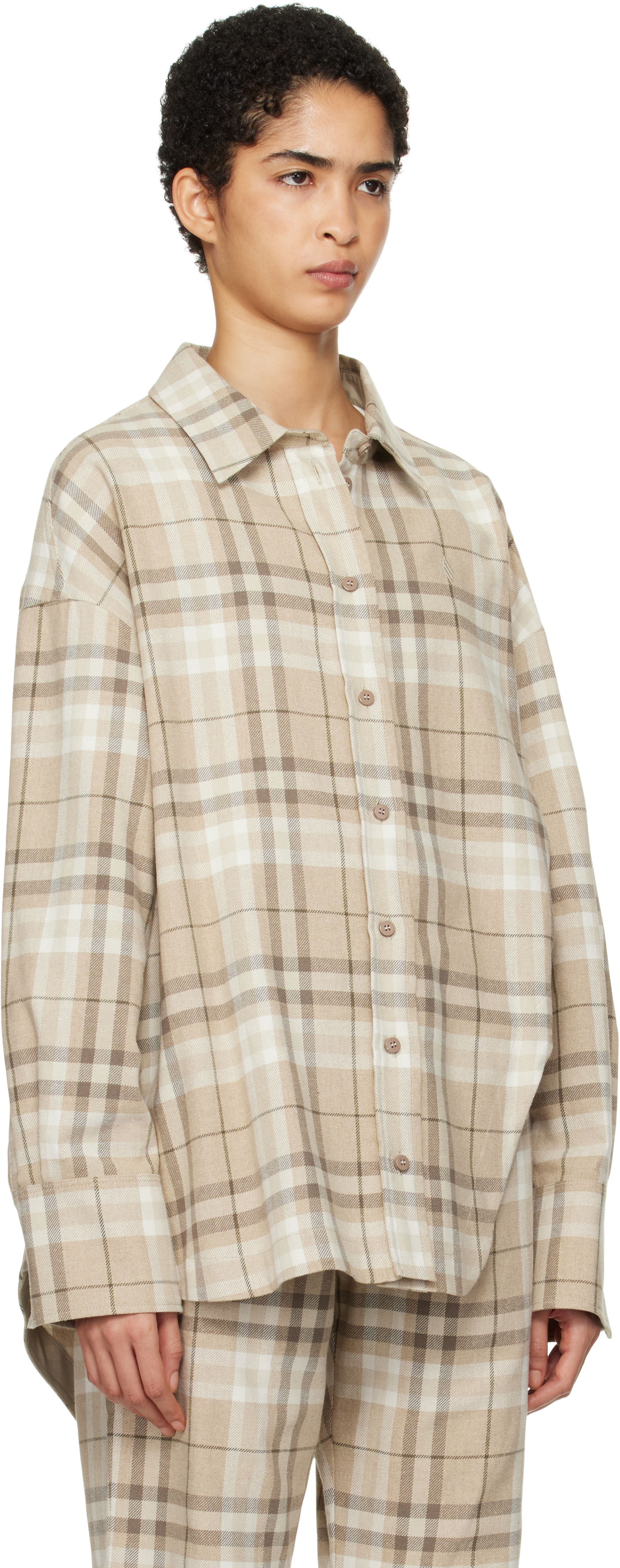 Skjorta The Attico Attico Eliza Plaid Shirt Beige | 250WCH00004 CCC050AA, 1