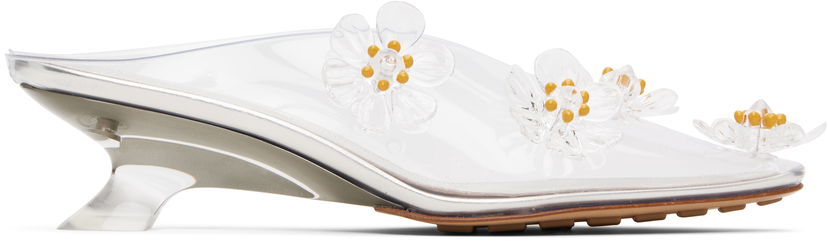 Sneakers och skor Bottega Veneta Bottega Veneta Jet Flower Mule Heels Vit | 827717 V2AS3