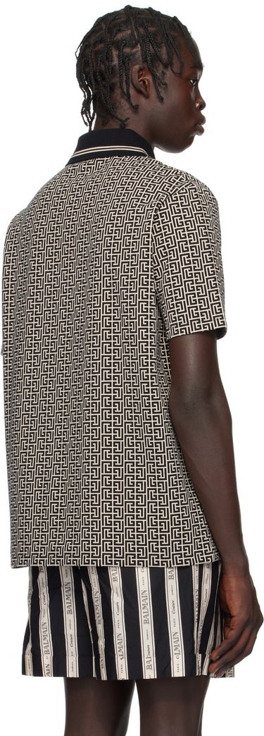 Polotröja Balmain Maze Print Polo Shirt Grå | EH1GC027BC90, 2